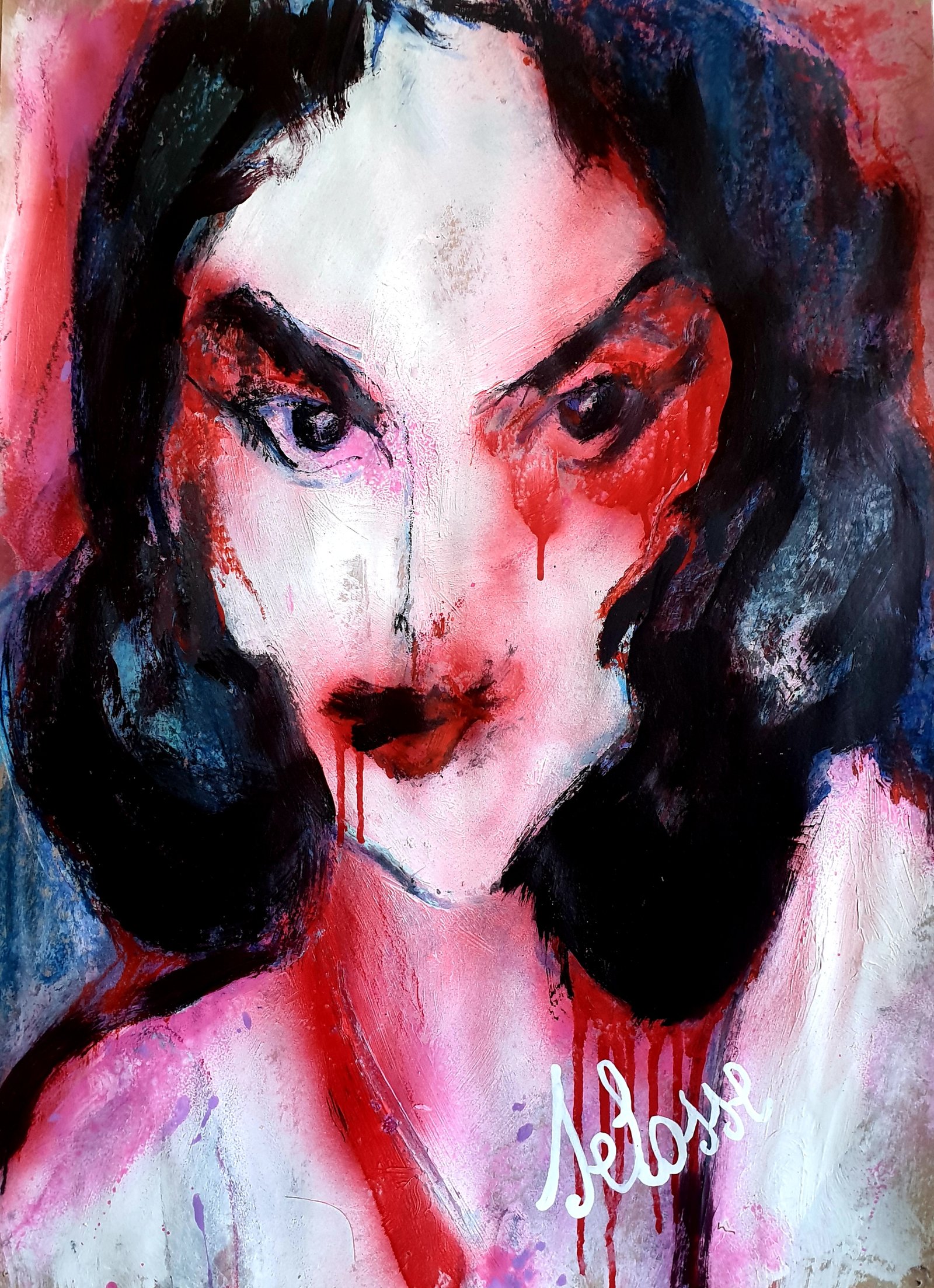 Peinture Portrait Elizabeth Short Toile Selosse Uccle Forest par Jérôme Selosse