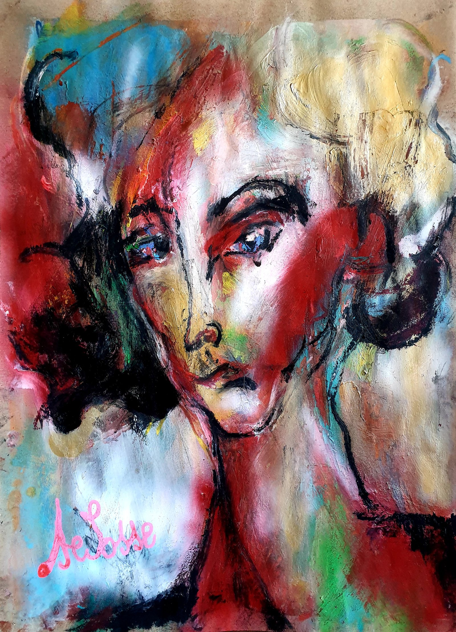 Tableau Expressionniste Marilyn Monroe Melancolie Selosse Ixelles Saint Gilles