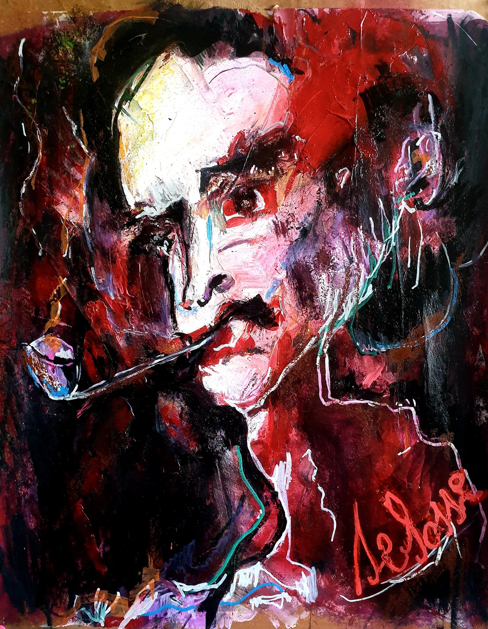 Portrait Charles Baudelaire Expressionnisme Pipe Bruxelles Selosse par Jérôme Selosse