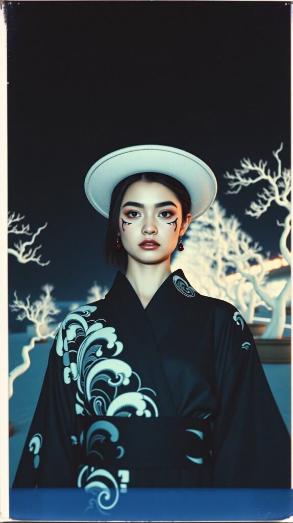 Portrait Photo Polaroid CreeunephotodemodeminimalistezenetartargentiqueavecdescouleursraresetimpromptuesdanslestyledeLiamWoodsdansunegranderuefuturistesurunedunedepigmen 2 574x1024 par laurent vo anh