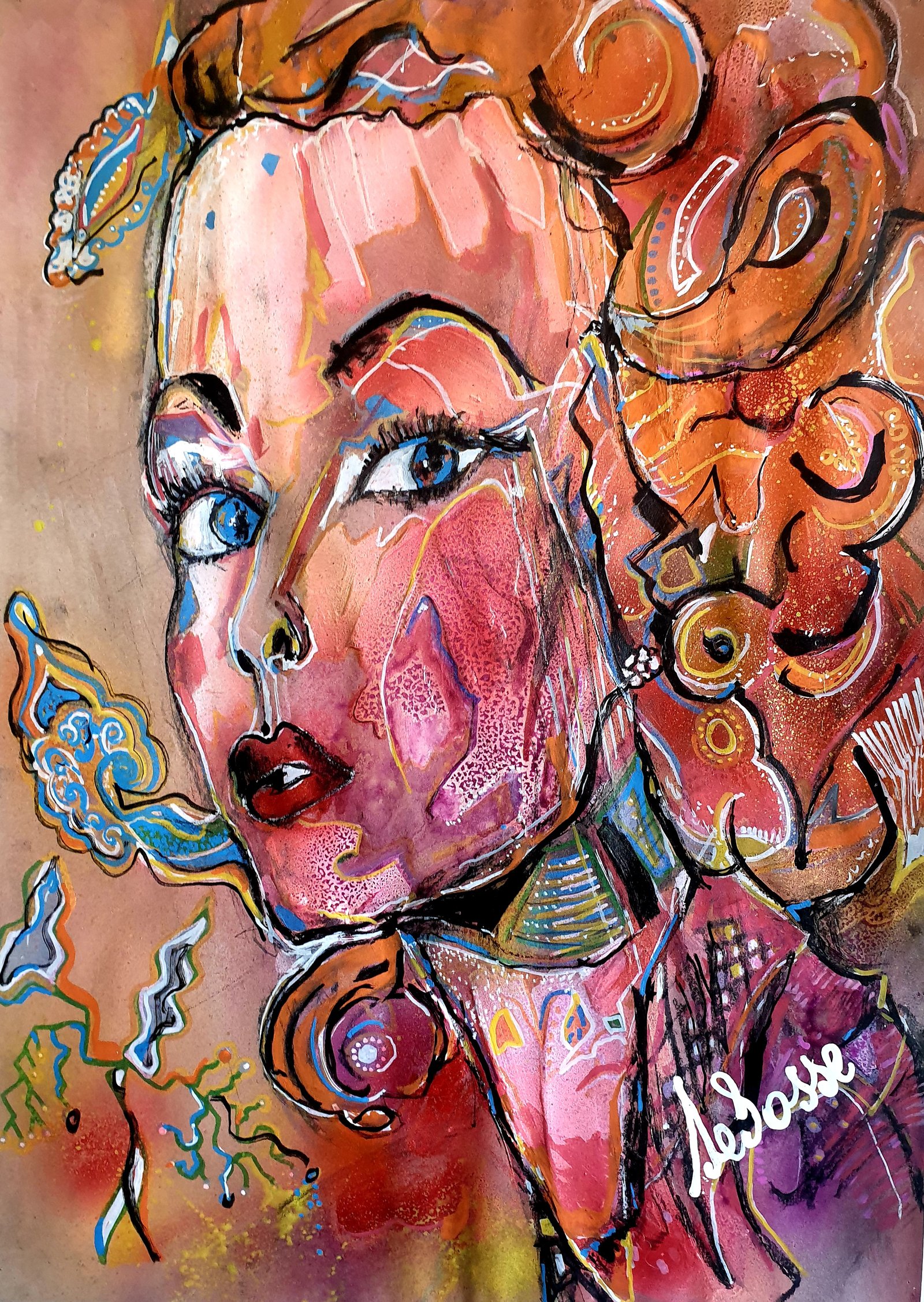 Expressionnisme Graphique Ornemental Portrait Couleur Selosse Bruxelles par Jérôme Selosse