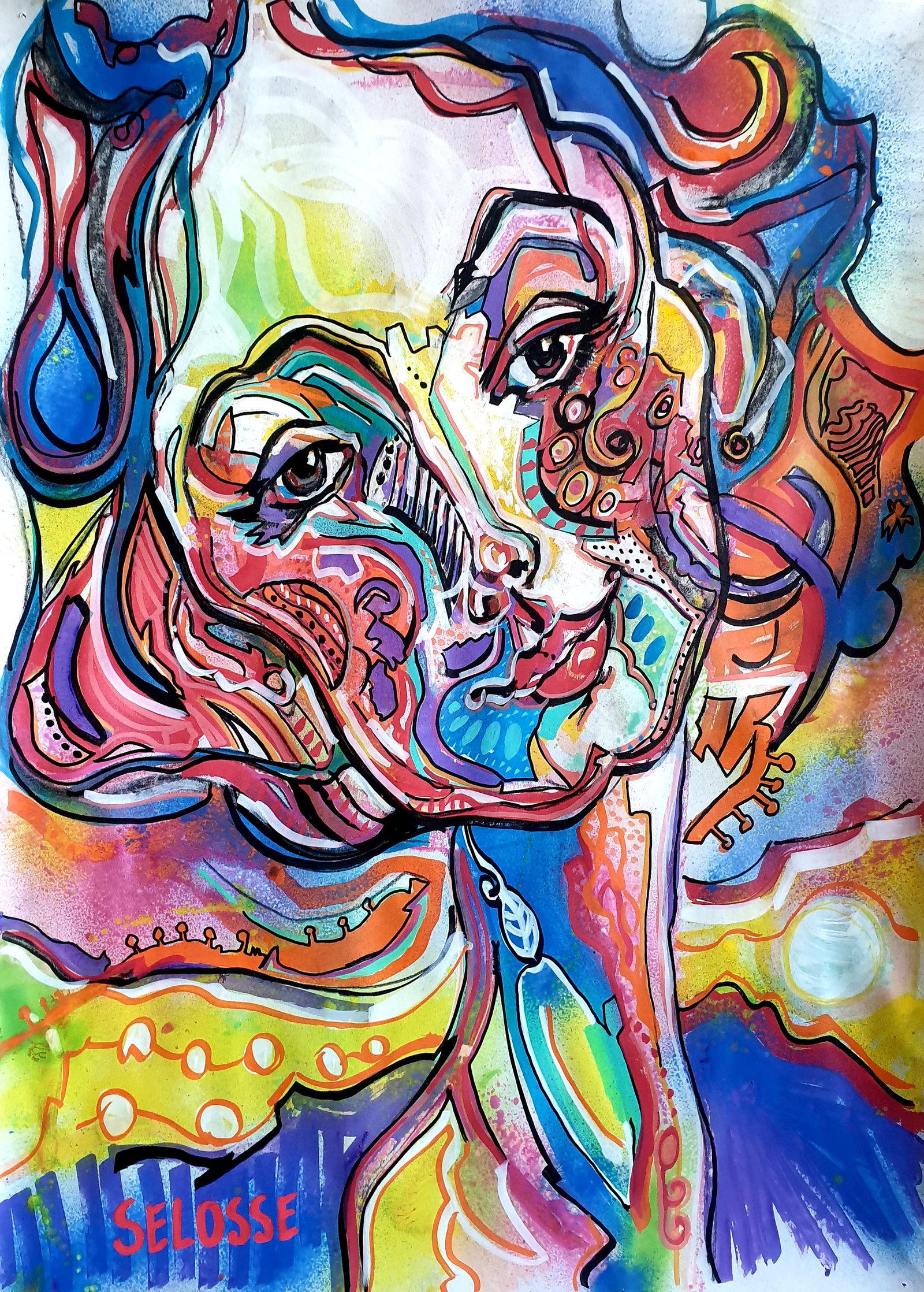 Peinture Pop Expressionniste Portrait Yael Selosse Anderlecht Molenbeek par Jérôme Selosse
