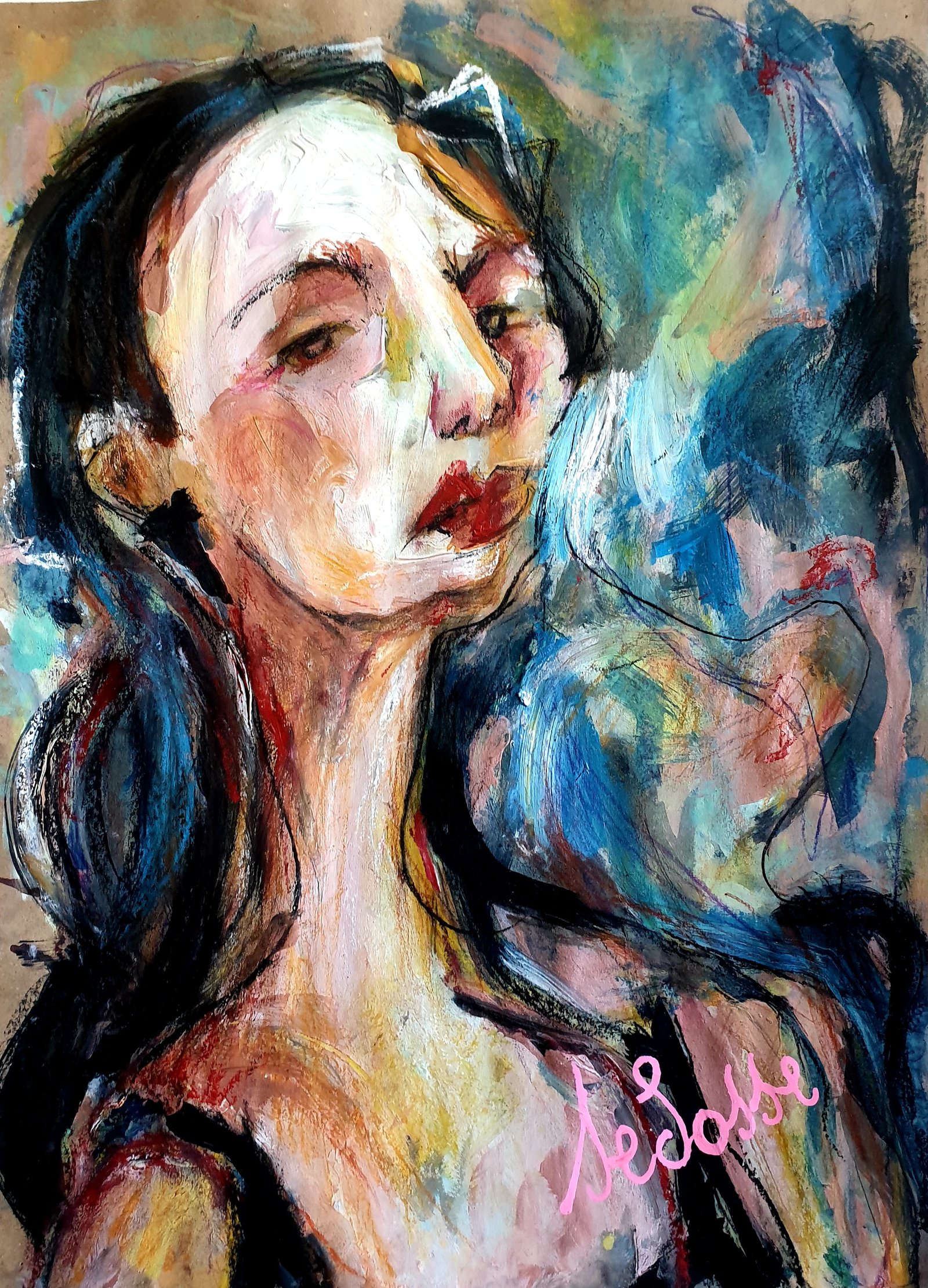 Portrait Jeanne Femme Modigliani Expressionnisme Selosse Art Bruxelles par Jérôme Selosse