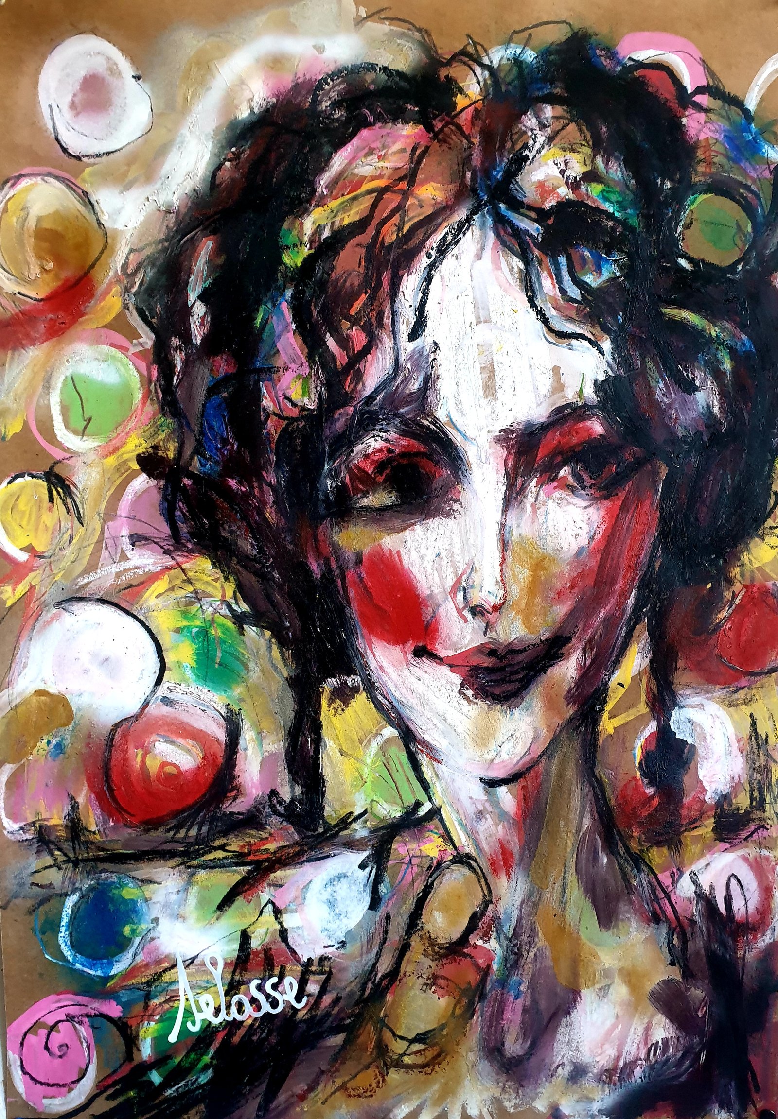 Portrait Expressionniste Yael Bulles Couleurs Selosse Art Bruxelles par Jérôme Selosse
